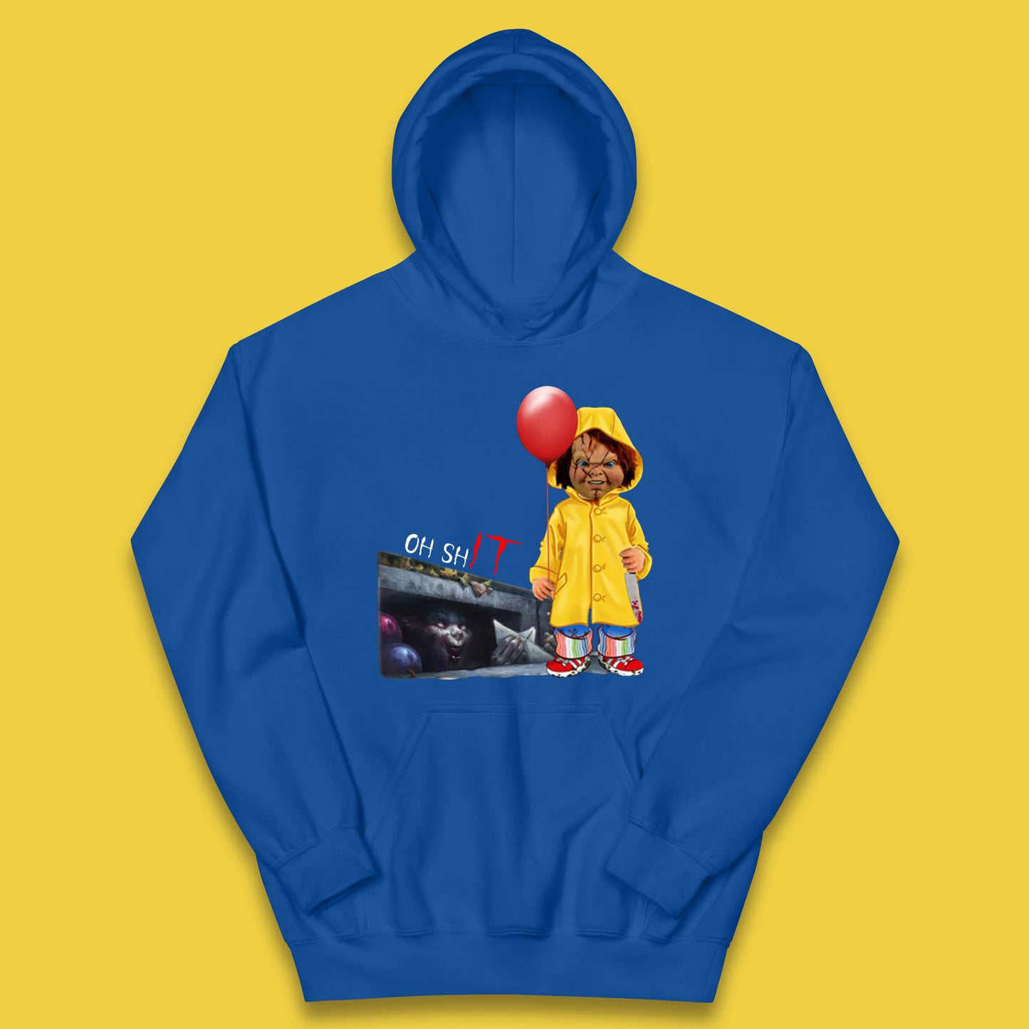 Oh Shit Pennywise Chucky Clown Spoof Halloween IT Pennywise Clown Horror Movie Character Kids Hoodie