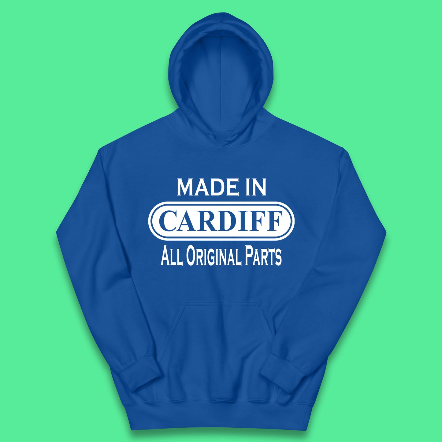 Made In Cardiff All Original Parts Vintage Retro Birthday Capital And Largest City Of Wales Gift Kids Hoodie