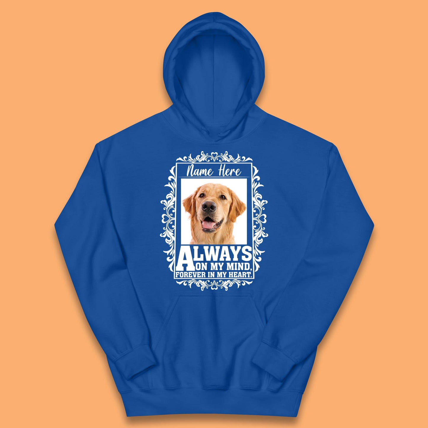 Personalised Pet Always On My Mind Forever In My Heart Custom Photo Memorial Kids Hoodie