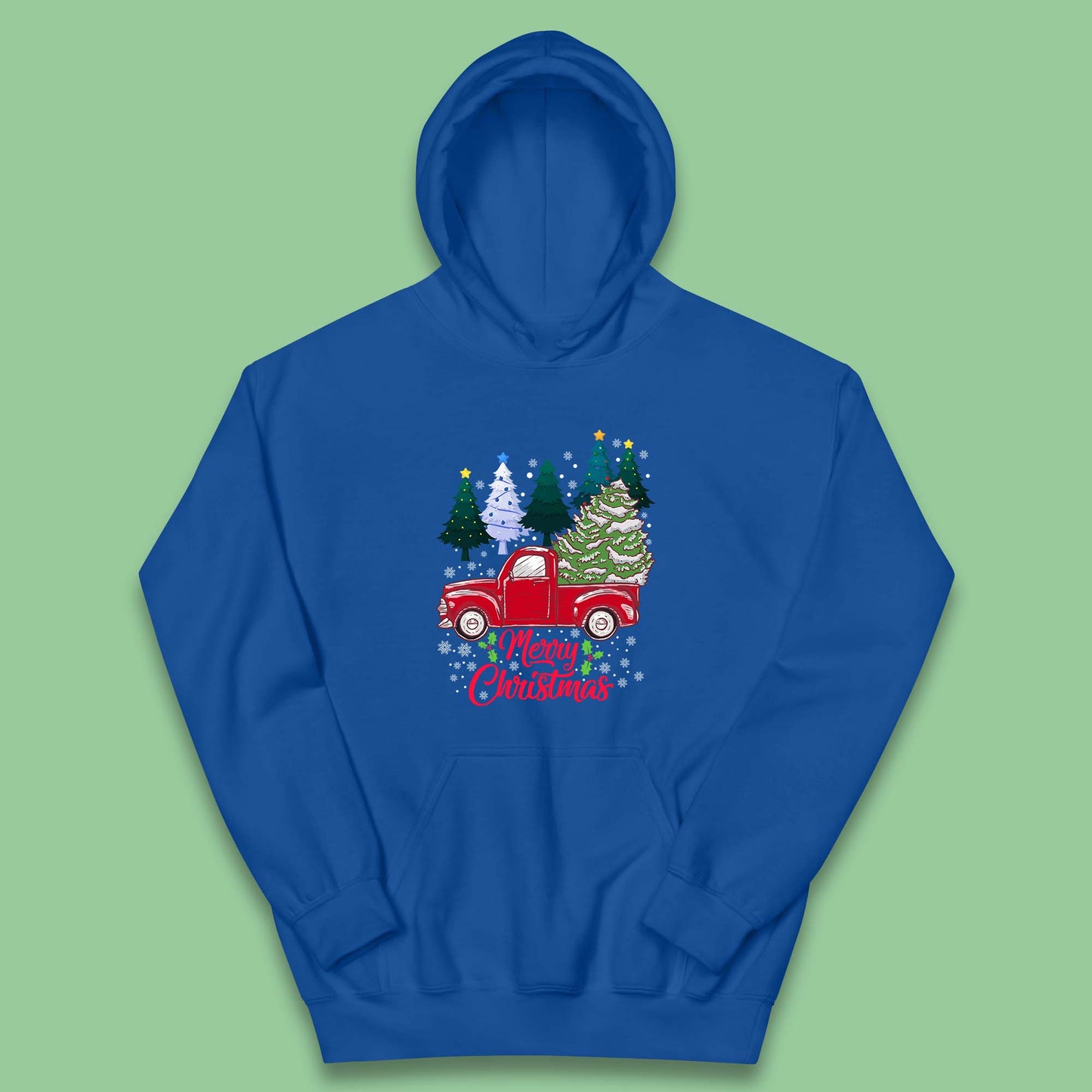 merry christmas red retro truck hoodie