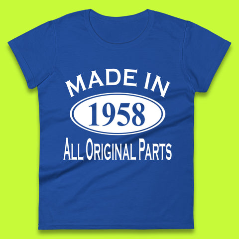 Made In 1958 All Original Parts Vintage Retro 65th Birthday Funny 65 Years Old Birthday Gift Womens Tee Top