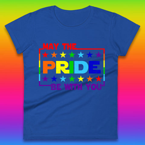 May The Pride Be With You LGBTQ Pride Month Rainbow Star Wars LGBT Pride Womens Tee Top