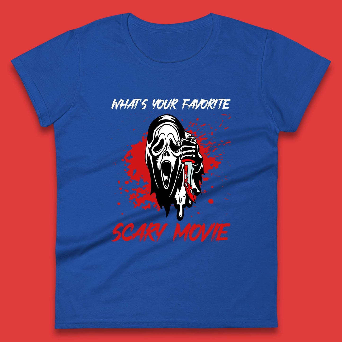 What's Your Favorite Scary Movie Halloween Scream Ghost Face Horror Movie Womens Tee Top