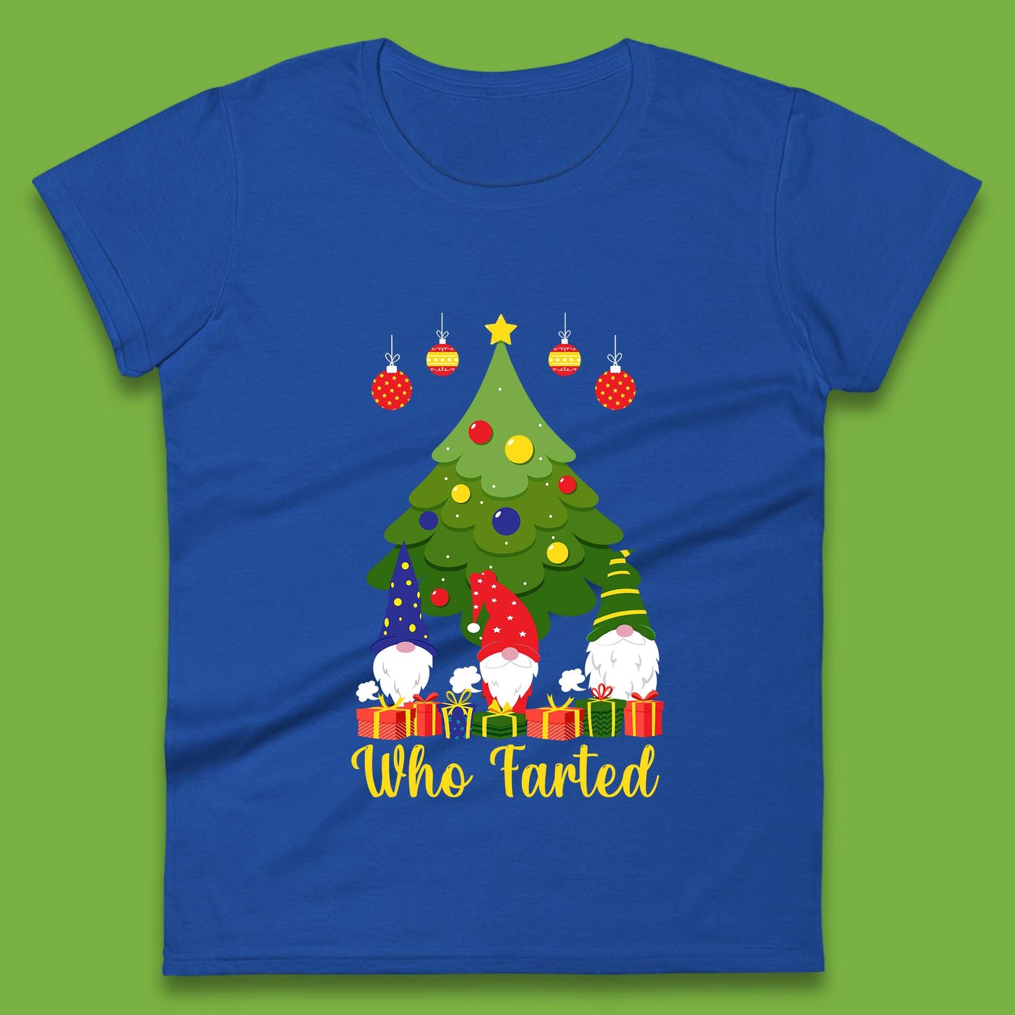who farted christmas gnomes funny womens t shirt