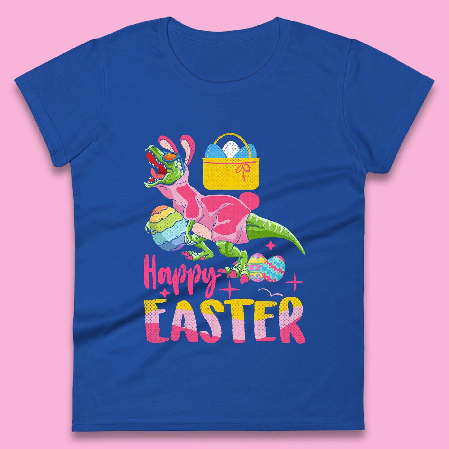 Happy Dinosaur Easter Womens T-Shirt