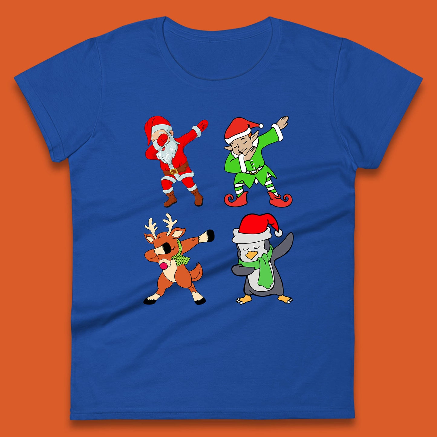 santa claus & friends dabbing womens t-shirt