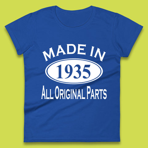 Made In 1935 All Original Parts Vintage Retro 88th Birthday Funny 88 Years Old Birthday Gift Womens Tee Top