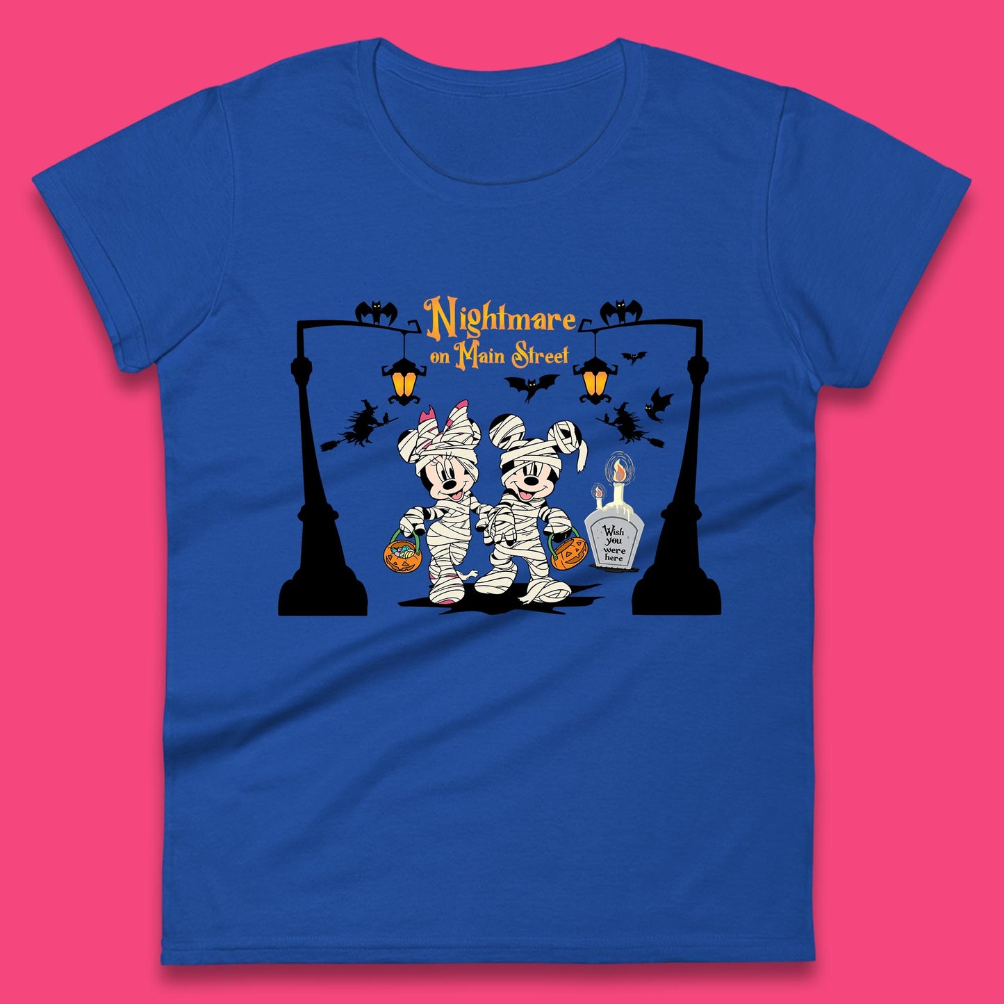 Nightmare On Main Street Disney Halloween Mickey Minnie Mouse Mummy Disneyland Trip Womens Tee Top