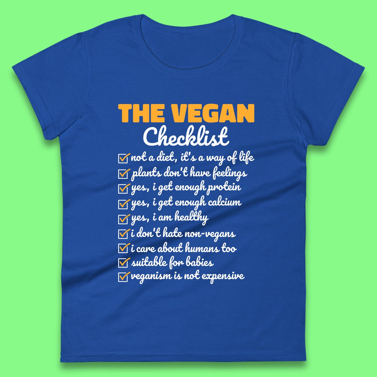 The Vegan Checklist Vegan Activism Funny Pro Vegetarian Checklist Womens Tee Top