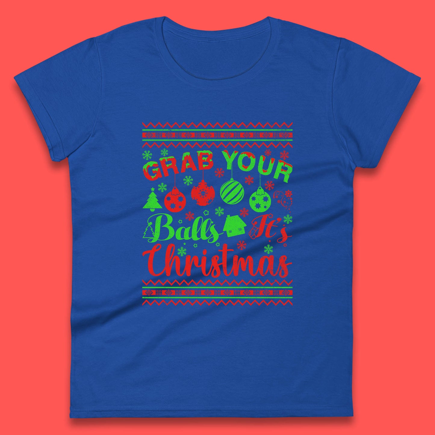 grab your balls christmas funny womens t shirt