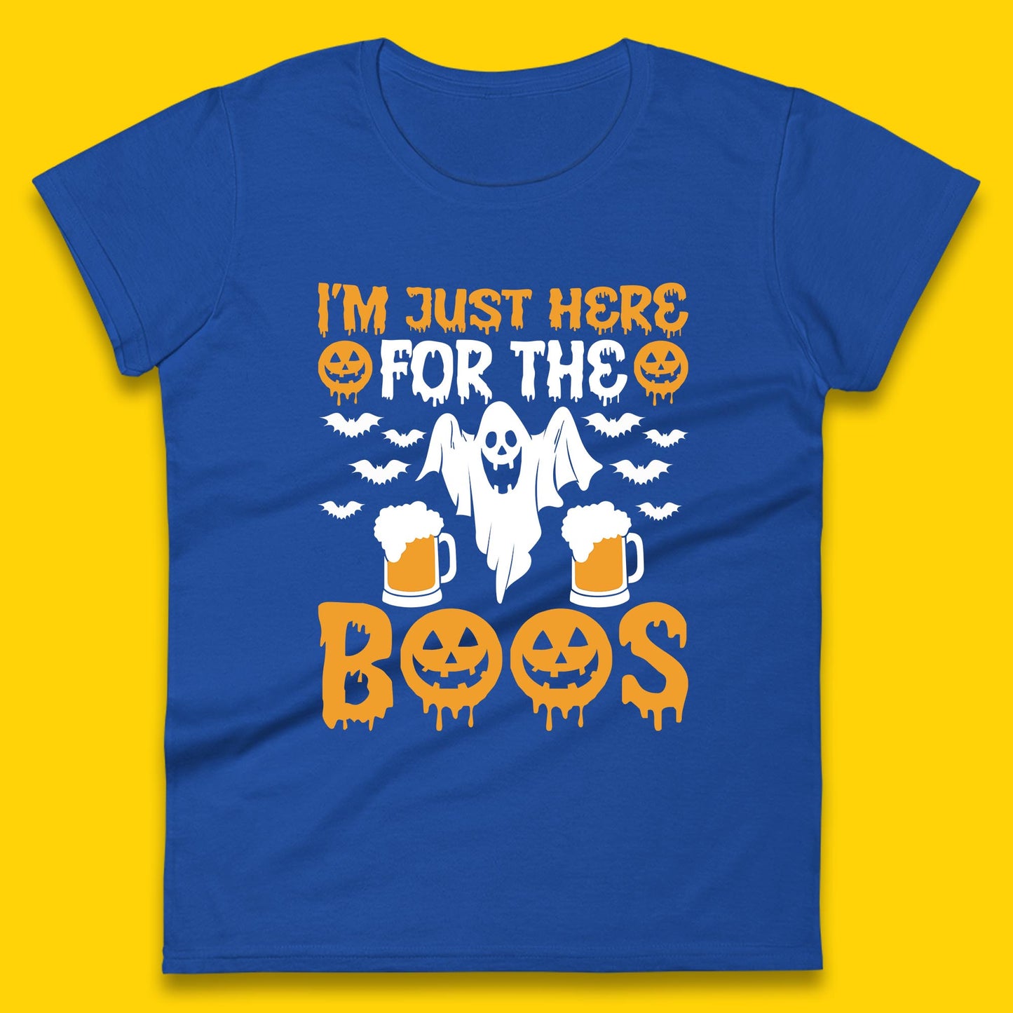 I'm Just Here For The Boos Halloween Boo Ghosts Drinking Beer Womens Tee Top