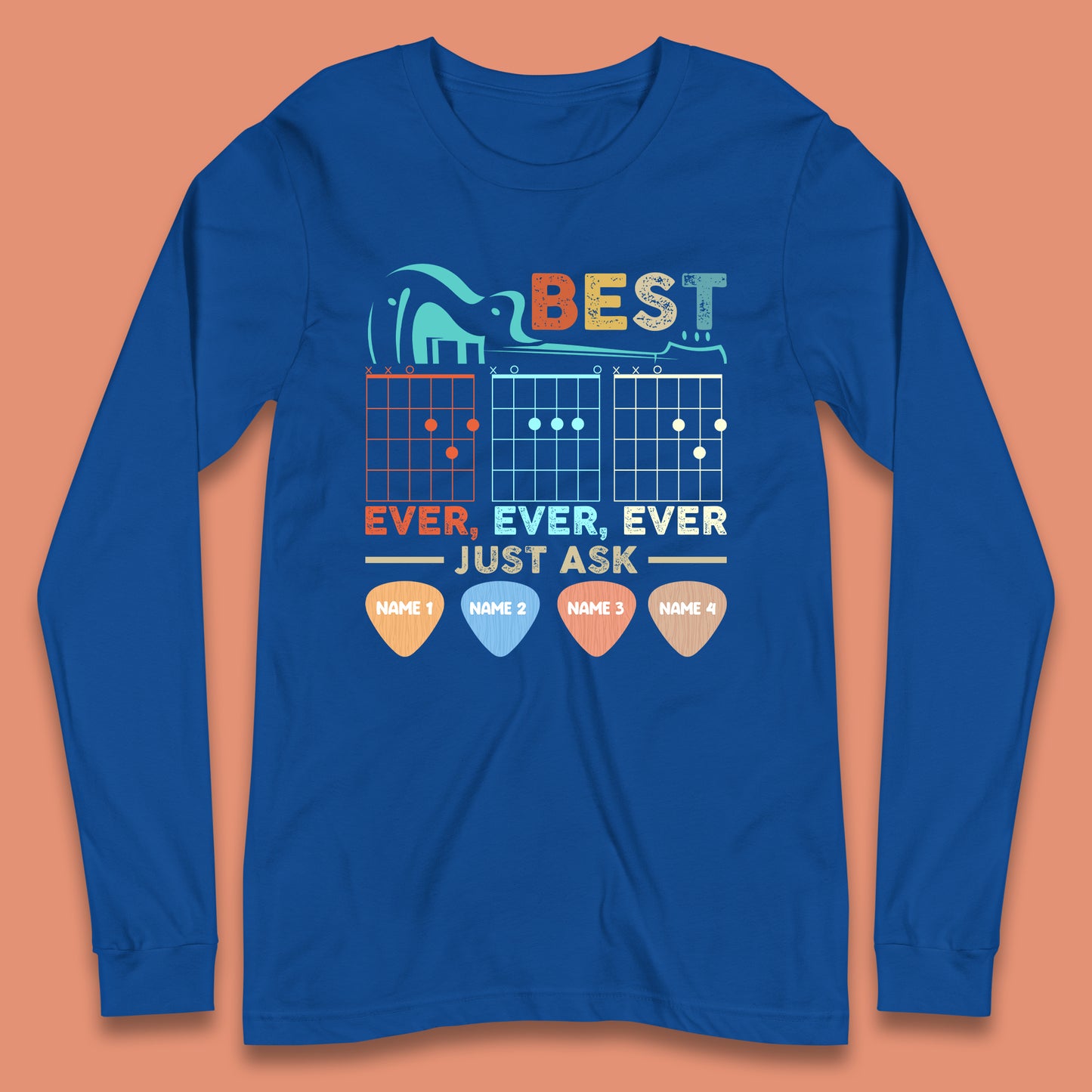 Personalised Best Guitar Dad Long Sleeve T-Shirt