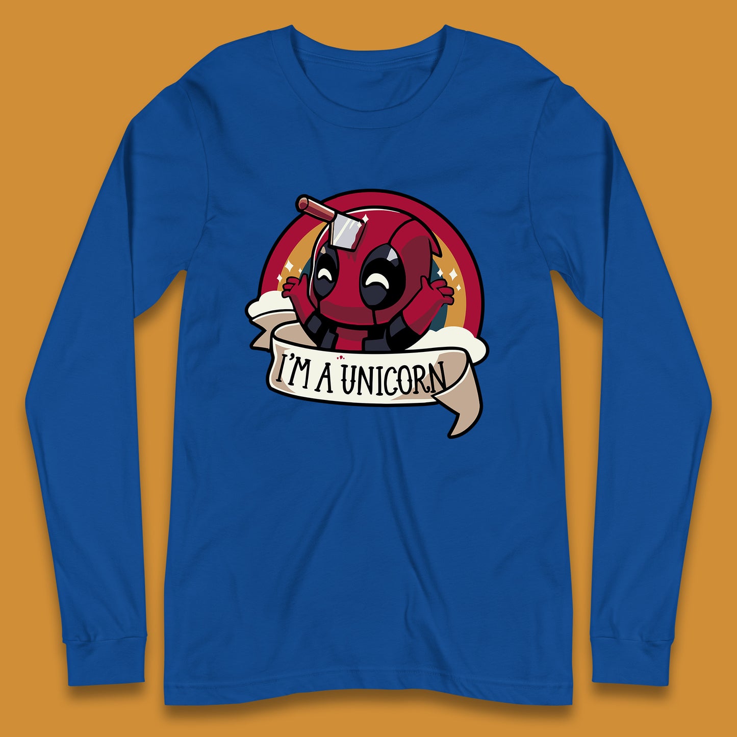 I'm A Unicorn Funny Deadpool Rainbow Colors Marvel Avengers Superhero Fictional Character Long Sleeve T Shirt