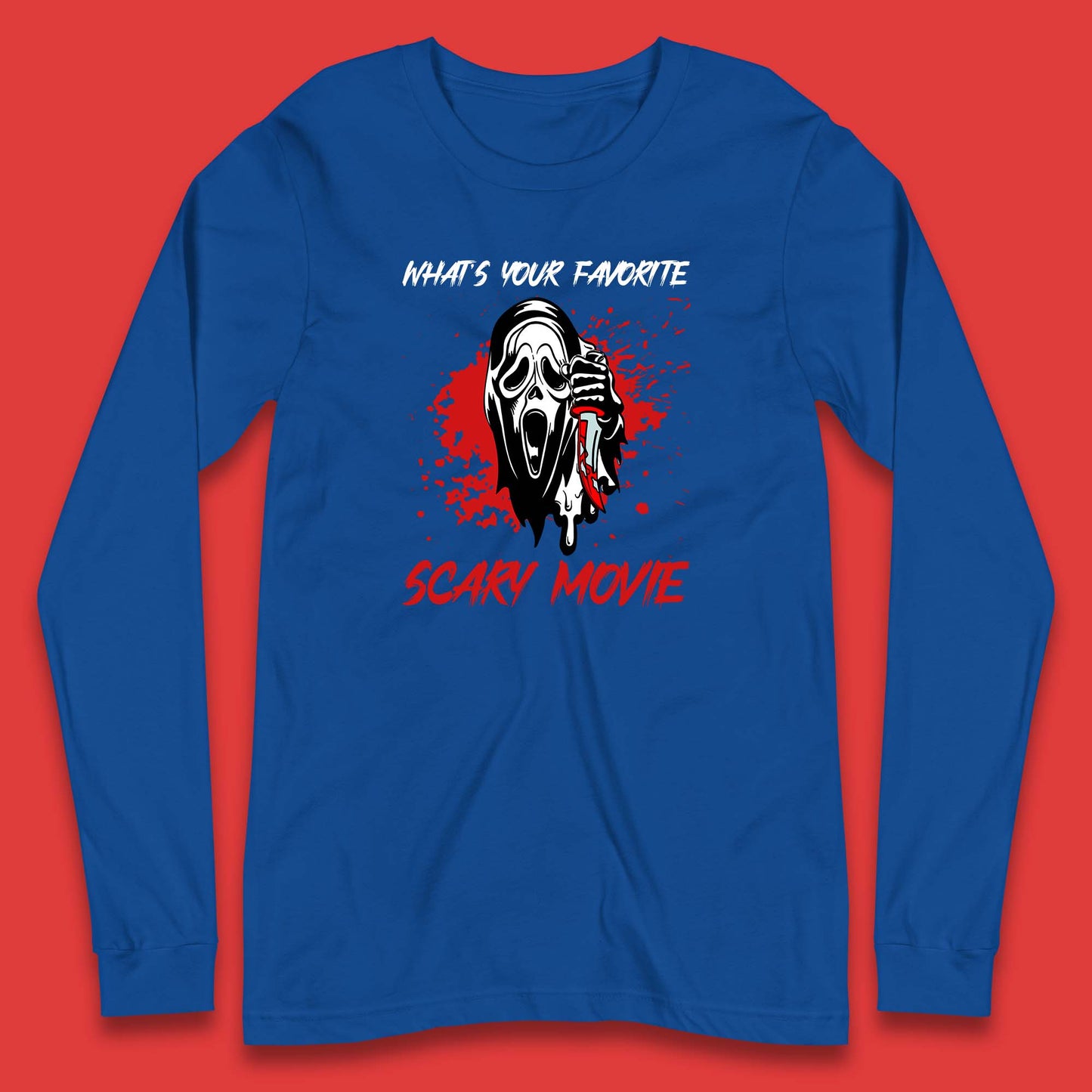 What's Your Favorite Scary Movie Halloween Scream Ghost Face Horror Movie Long Sleeve T Shirt