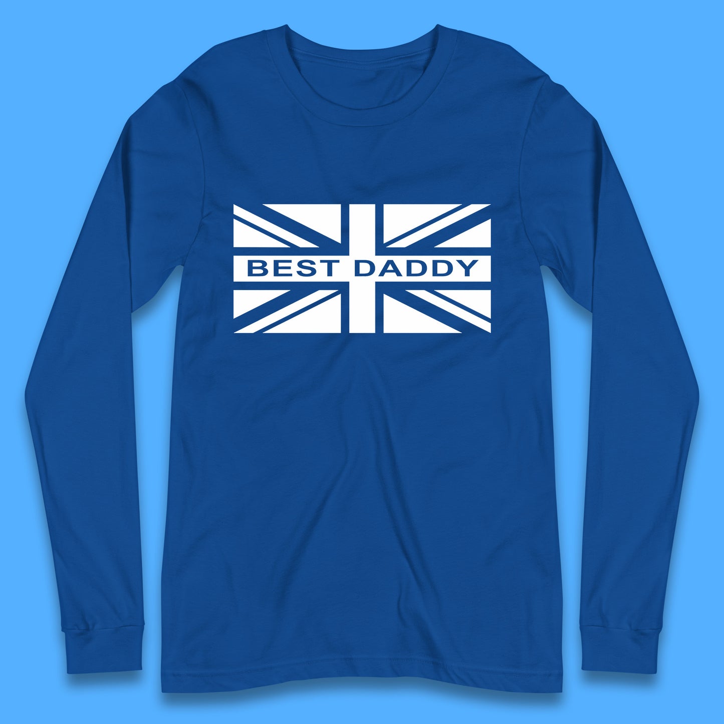 Best Daddy Vintage Union Jack Great Britain United Kingdom England Flag Patriotic Dad Father's Day Long Sleeve T Shirt