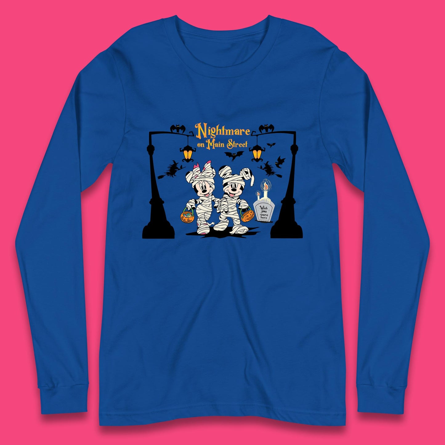 Nightmare On Main Street Disney Halloween Mickey Minnie Mouse Mummy Disneyland Trip Long Sleeve T Shirt