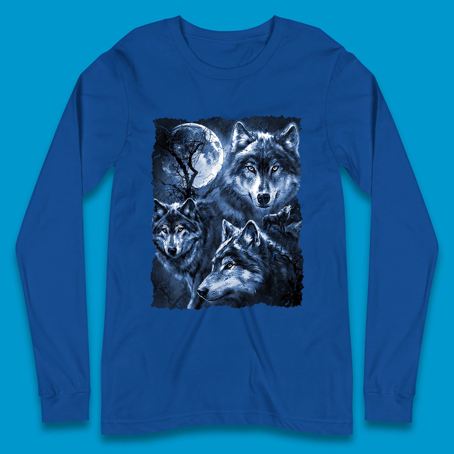 Wolf Family Howling 3 Wolf Moon Wild Free Wolves Three Gray Wolf Dog Animal The Mountain Long Sleeve T Shirt