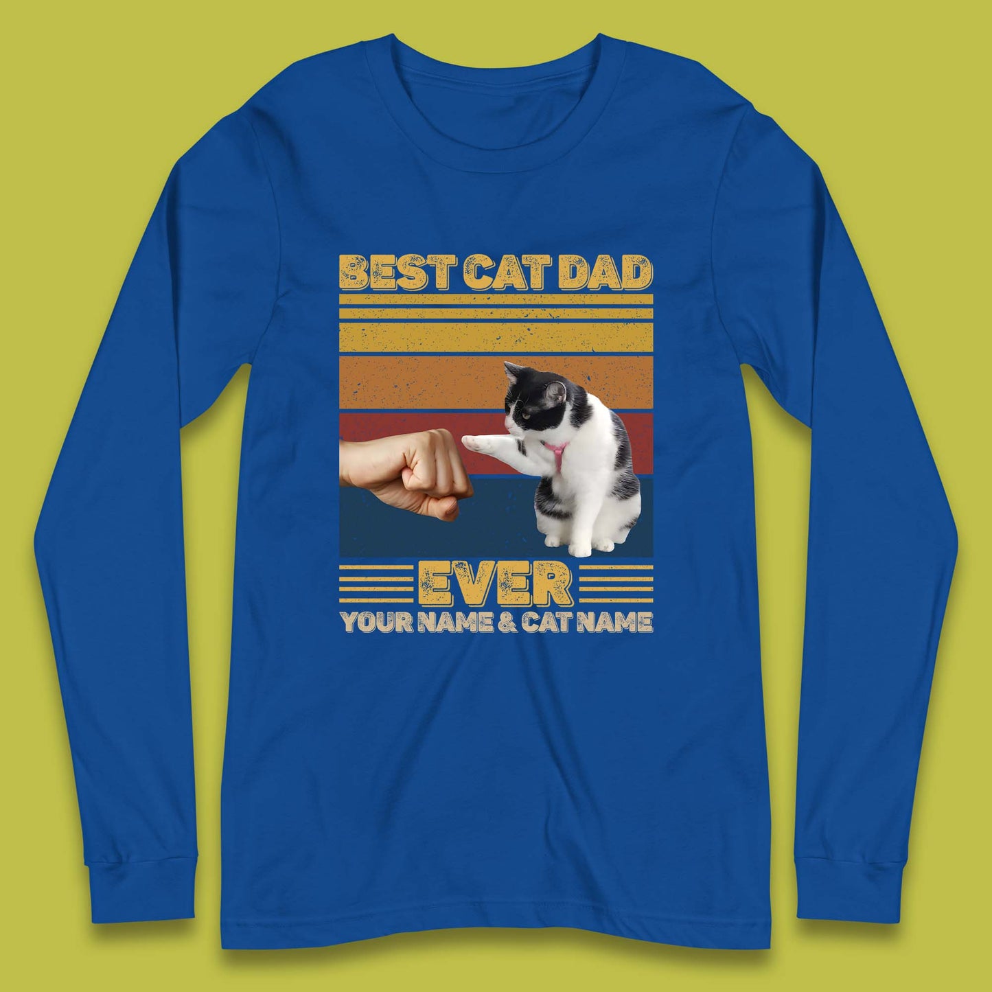 Personalised Best Cat Dad Ever Long Sleeve T-Shirt
