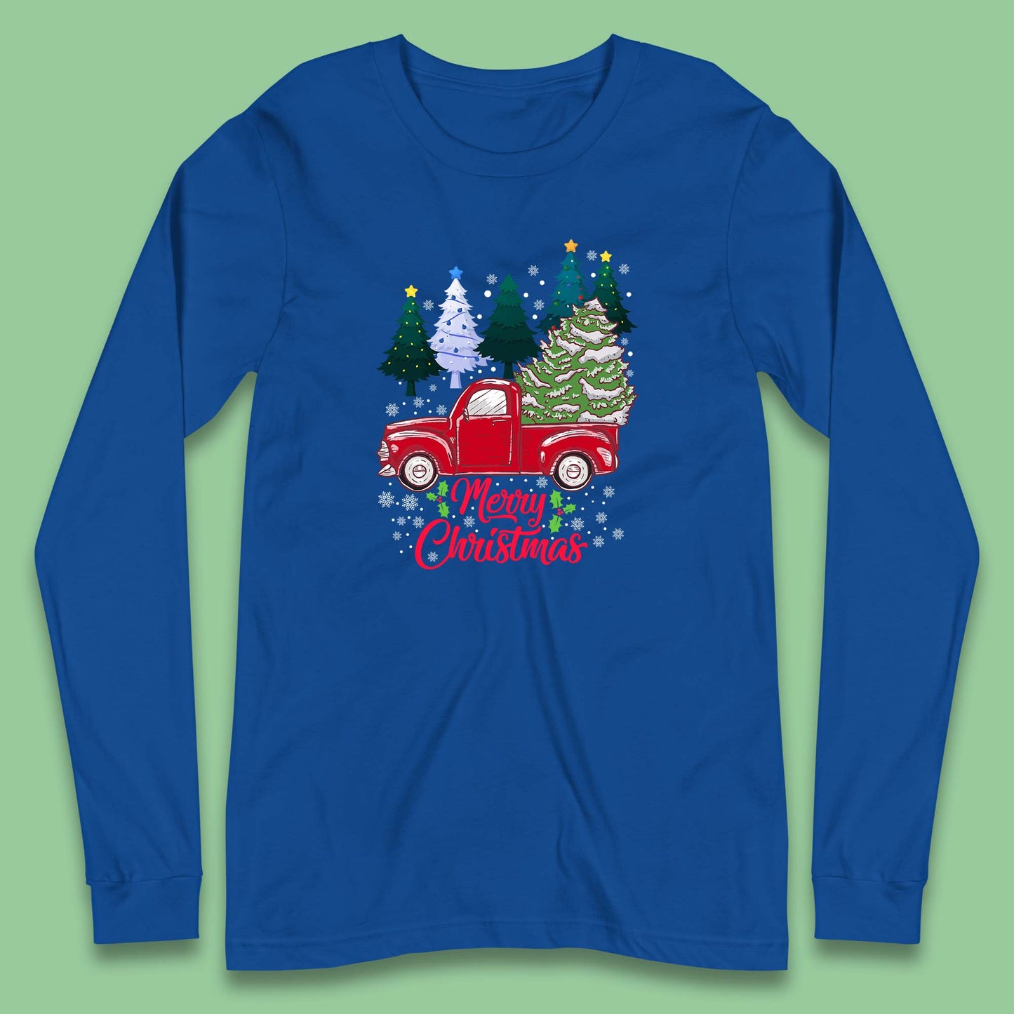 merry christmas red retro truck tee