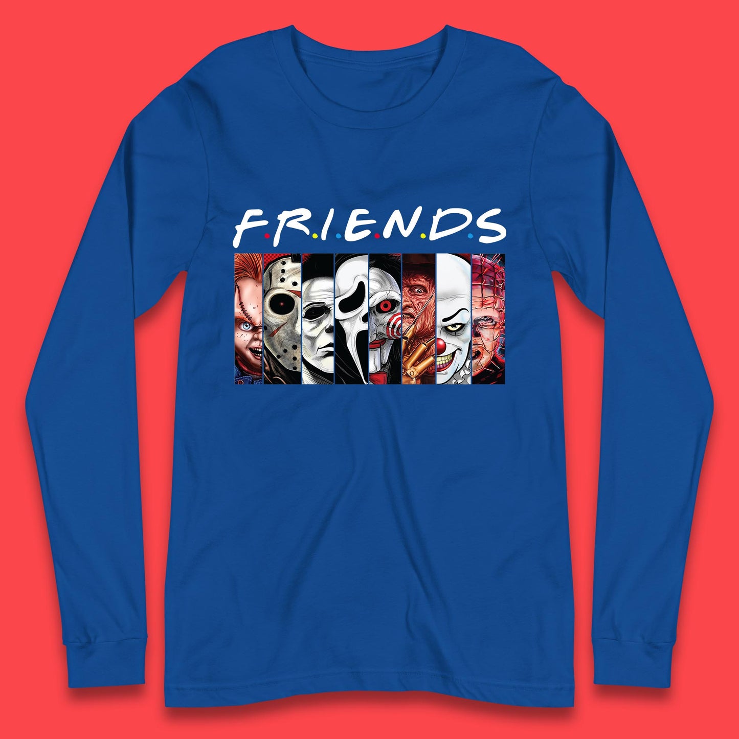 Halloween Friends Horror Movie Characters Killers Scary Friends Long Sleeve T Shirt