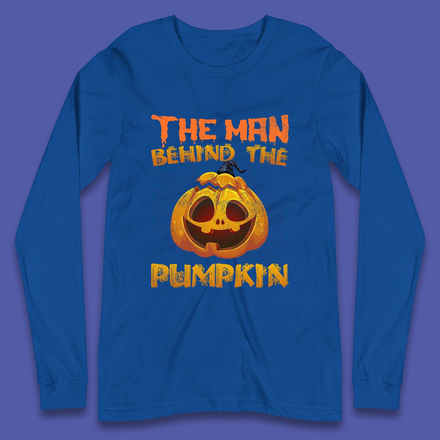 The Man Behind The Pumpkin Halloween Pregnancy Baby Announcement New Dad Gift Long Sleeve T Shirt