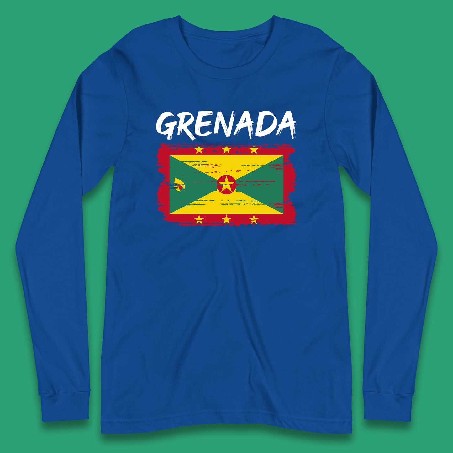 Grenada Flag Distressed Grenadian Heritage Country In The Caribbean Long Sleeve T Shirt