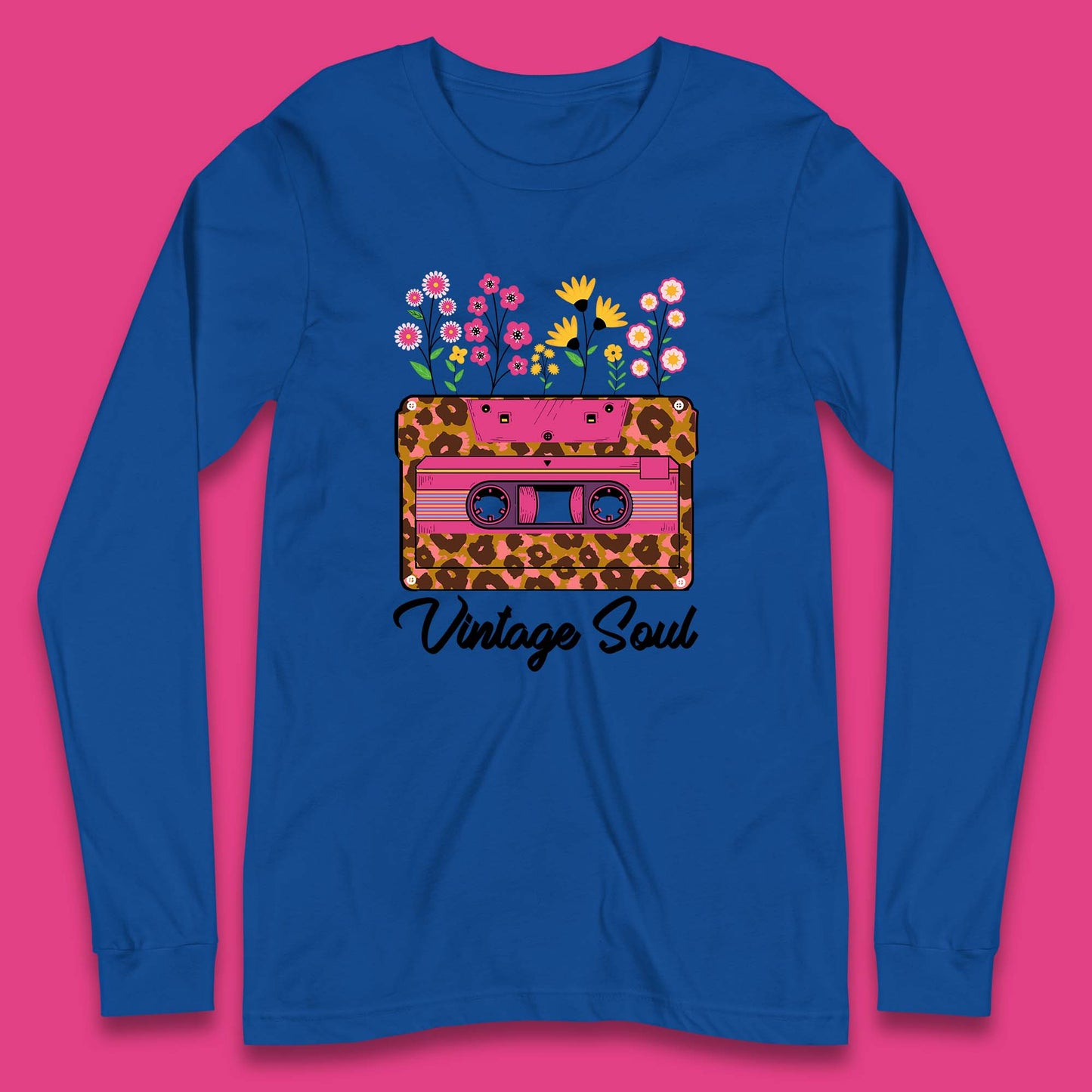Vintage Soul Western Floral Cassette Tape Retro Wildflower Music Mixtape 80’s 90's Country Music Nostalgia Long Sleeve T Shirt