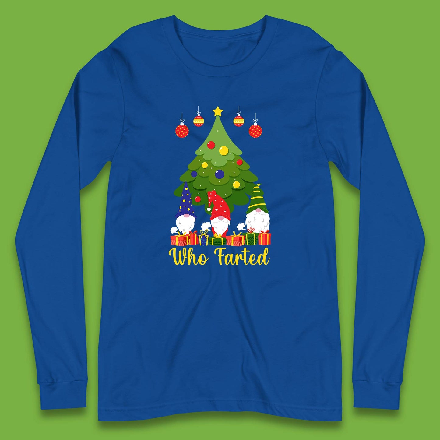 who farted christmas gnomes funny long sleeve t shirt