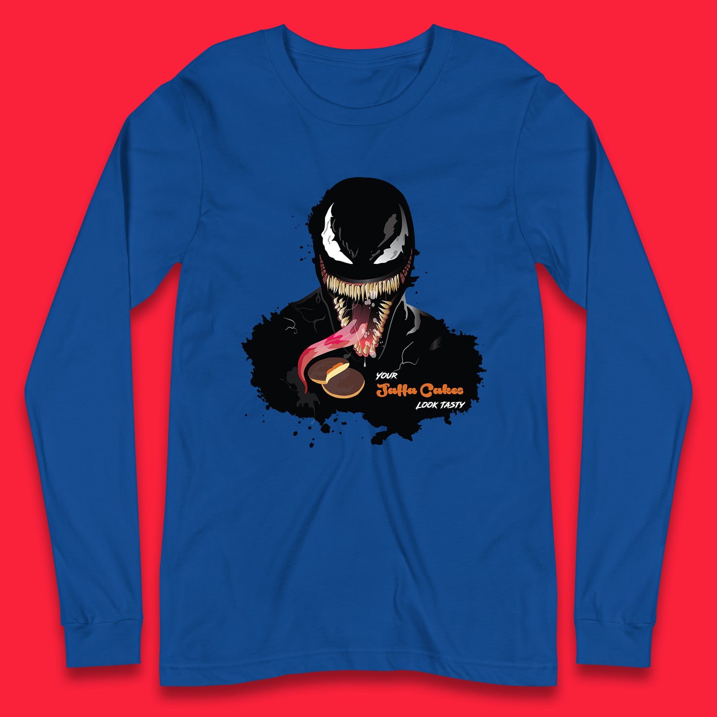 Venom Your Jaffa Cakes Look Tasty Marvel Avengers Venom Face Marvel Comics Movie Character Long Sleeve T Shirt