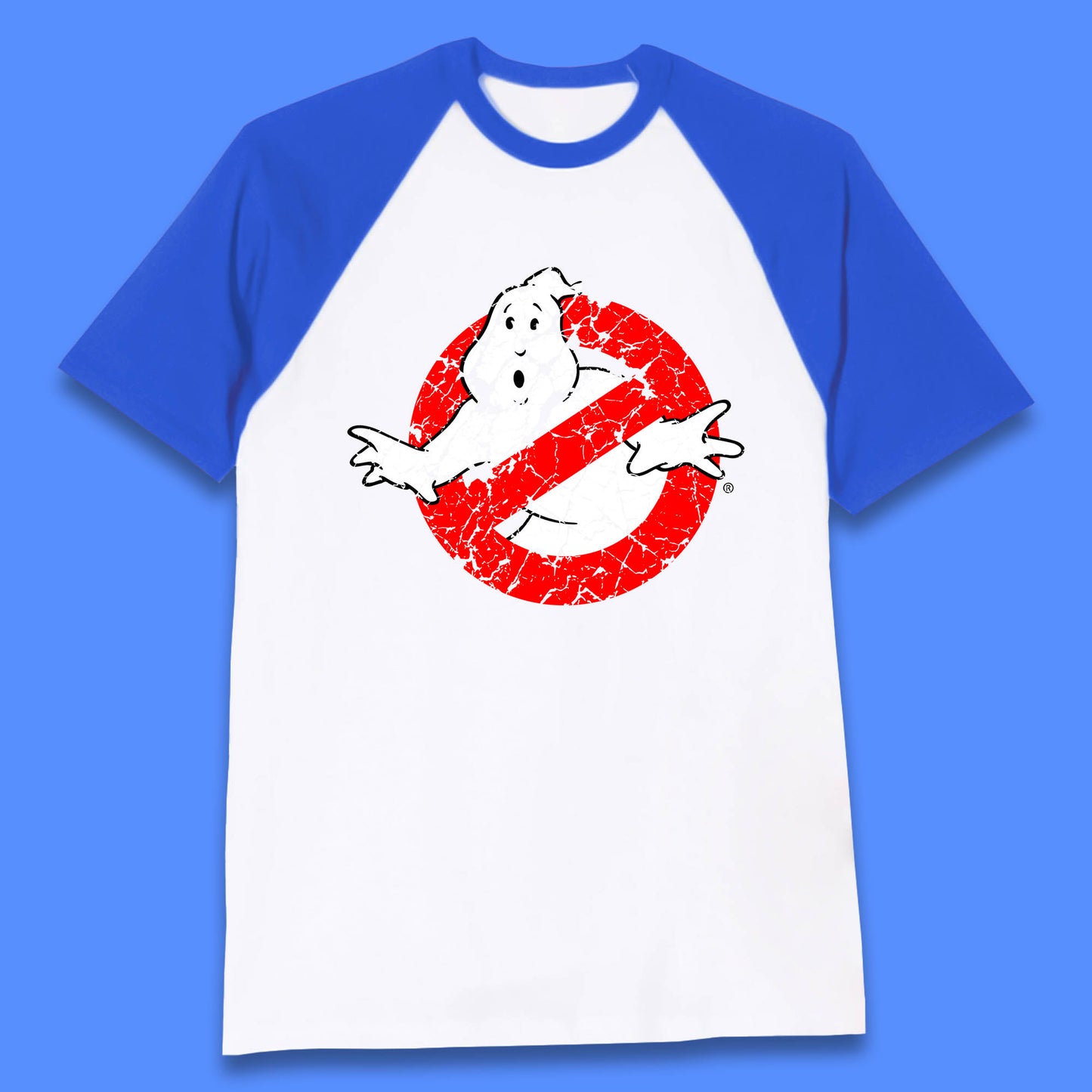 Distressed The Real Ghostbusters No Ghost Symbol Retro Halloween Movie Costume Baseball T Shirt