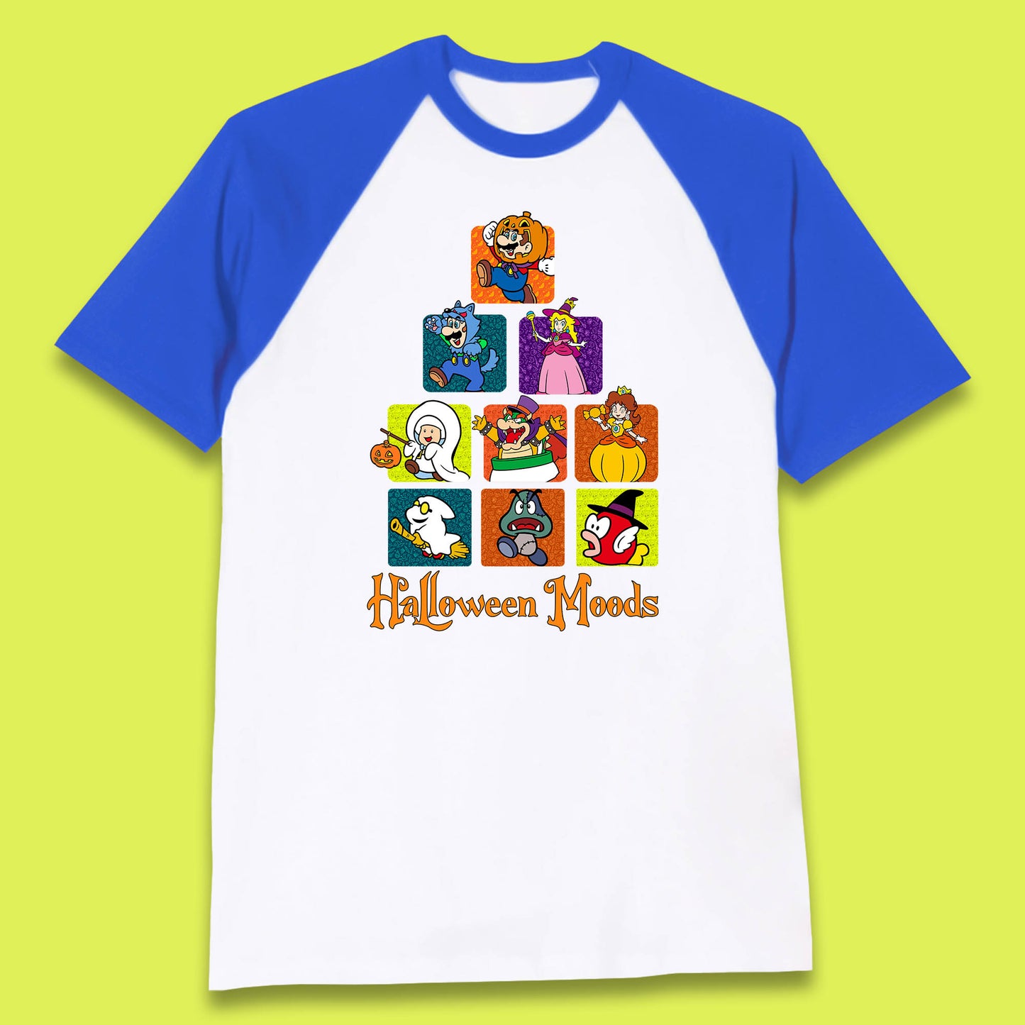 Super Mario Halloween Moods Nintendo Super Mario Game Characters Horror Halloween Spooky Mario Season Baseball T Shirt
