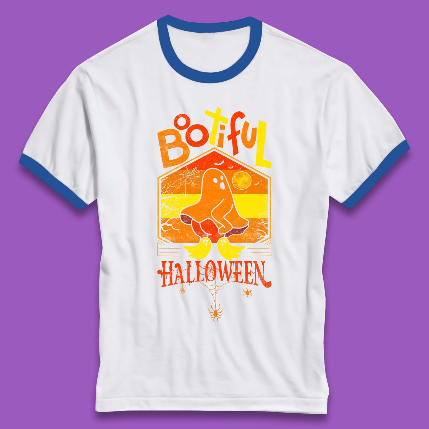 Bootiful Halloween Funny Ghost Big Butt Thick Halloween Ghost Booty Funny Humor Offensive Ringer T Shirt