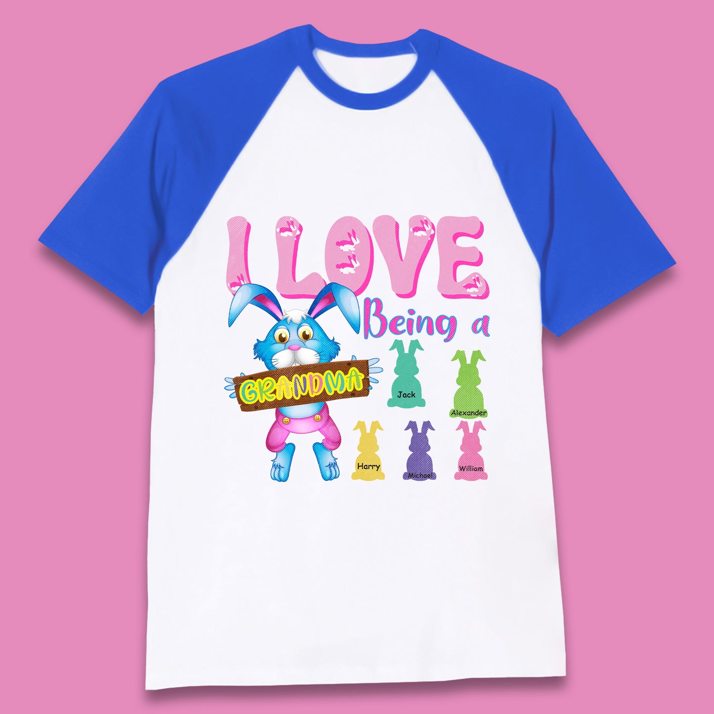 Personalised I Love Being A Grandma Baseball T-Shirt