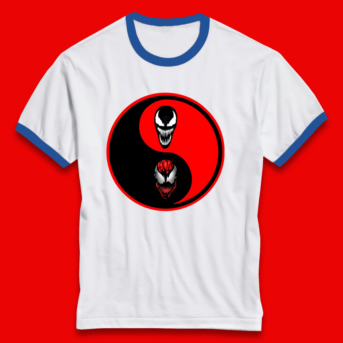 Marvel Comics Carnage And Venom Fictional Movie Character Anime Yin Yang Spoof Ringer T Shirt