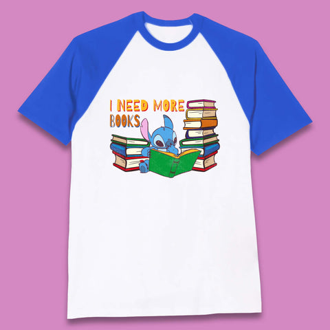 Stitch Reading A Book Baseball T-Shirt