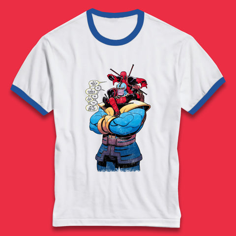 Marvel Comics Deadpool Minibus 3 Deadpool VS Thanos Comic Book Fictional Character Ringer T Shirt