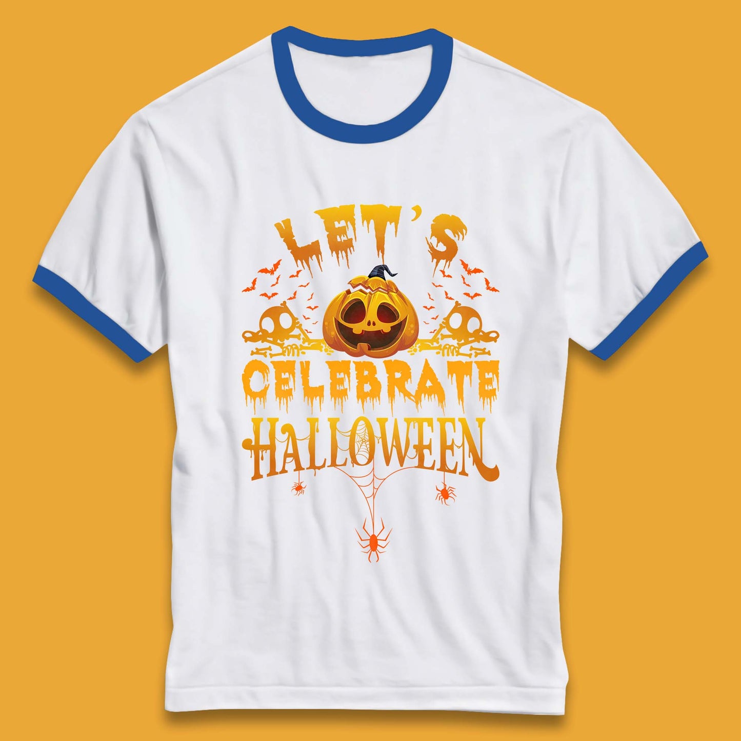 Let's Celebrate Halloween Horror Evil Pumpkin Scary Spooky Ringer T Shirt