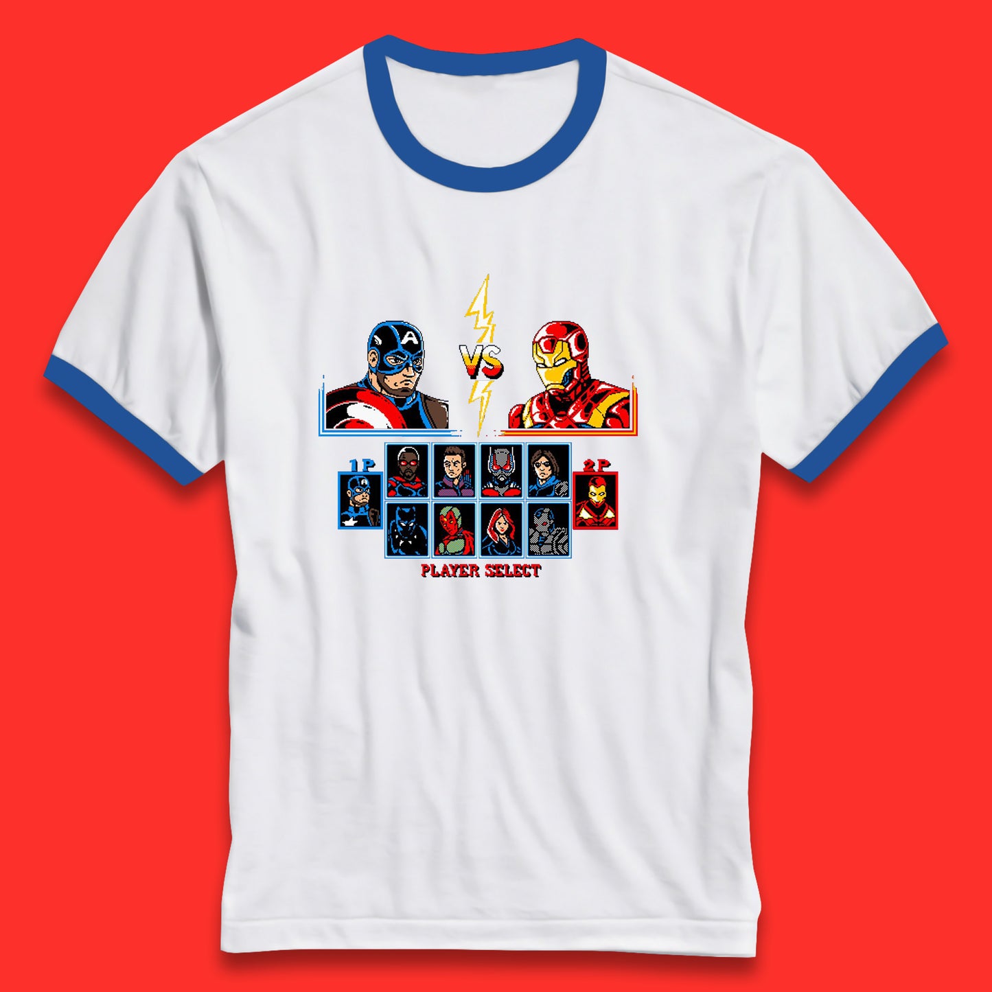 Captain America VS Iron Man Marvel Avengers Superheros Movie Character Panther Widow Thor Ringer T Shirt