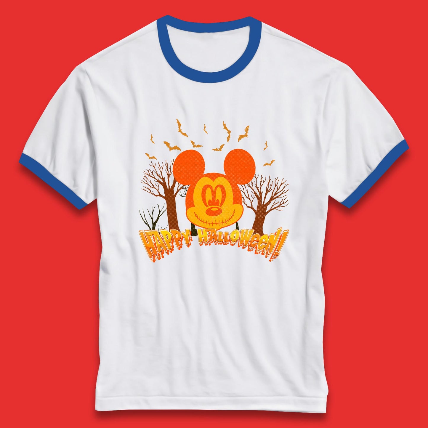 Happy Halloween Mickey Mouse Horror Scary Spooky Jack Face Halloween Disney Trip Ringer T Shirt