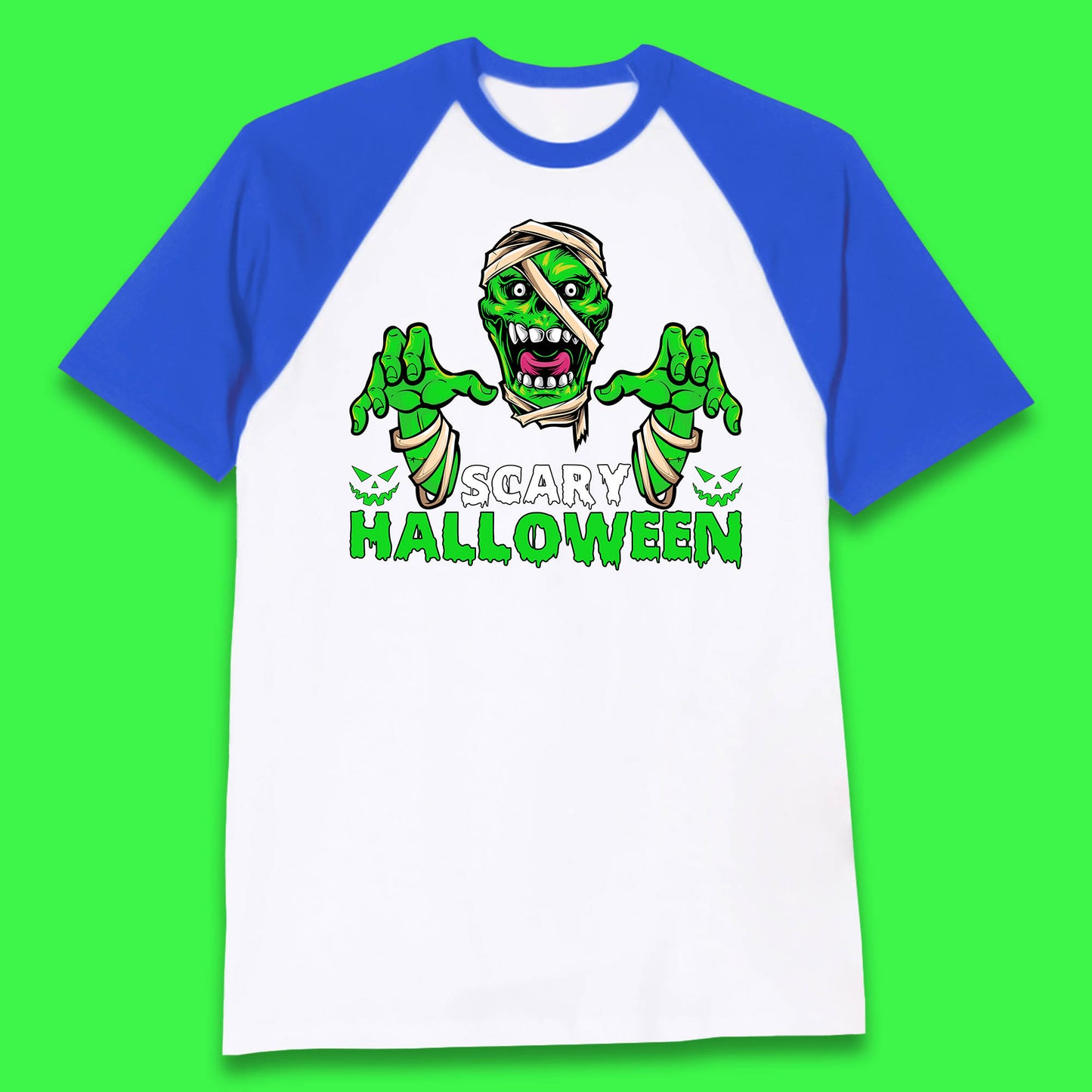 Scary Halloween Skull Zombie Mummy Horror Monster Zombie Hands Scary Vibes Baseball T Shirt