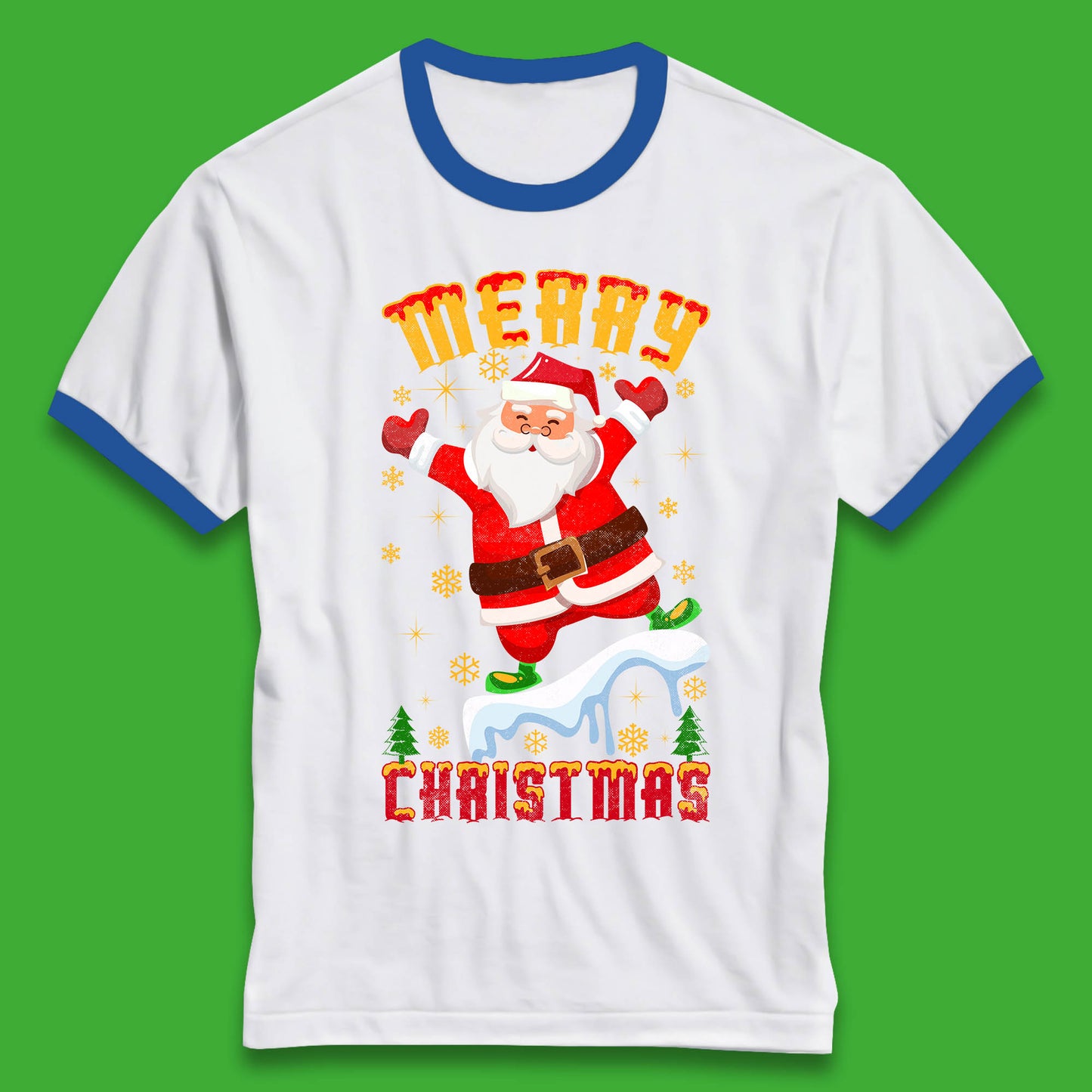 merry christmas santa claus ringer t shirt