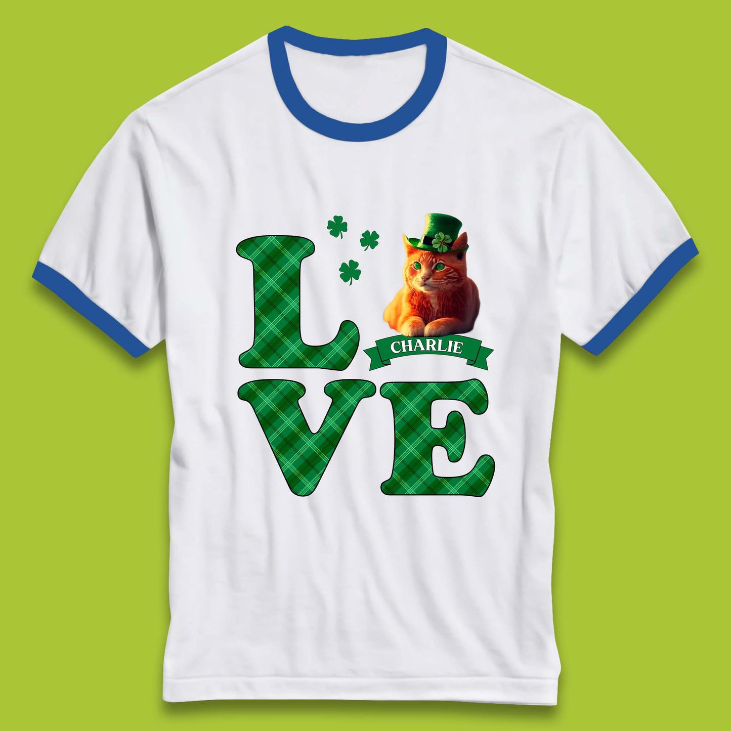 Personalised Love St. Patrick's Cat Ringer T-Shirt