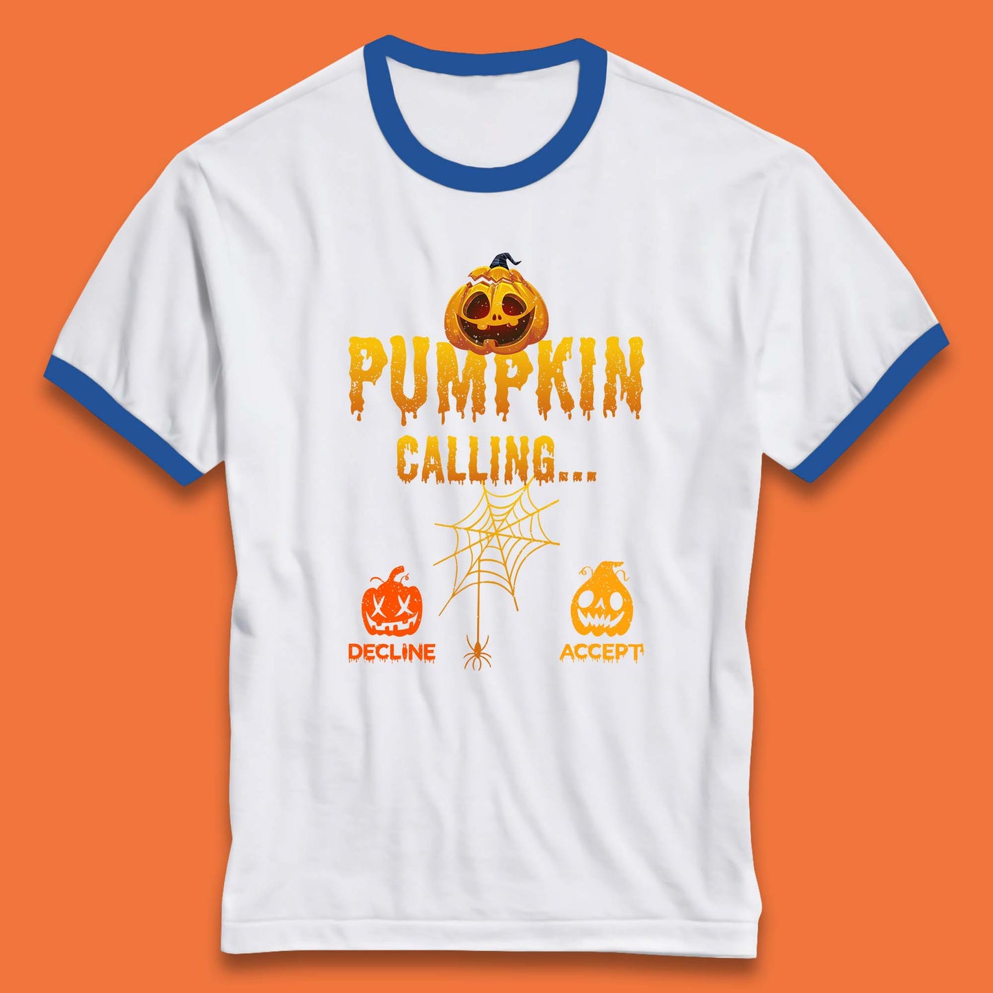 Halloween Pumpkin Calling Accept Decline Funny Jack O Lantern Horror Scary Phone Call Ringer T Shirt
