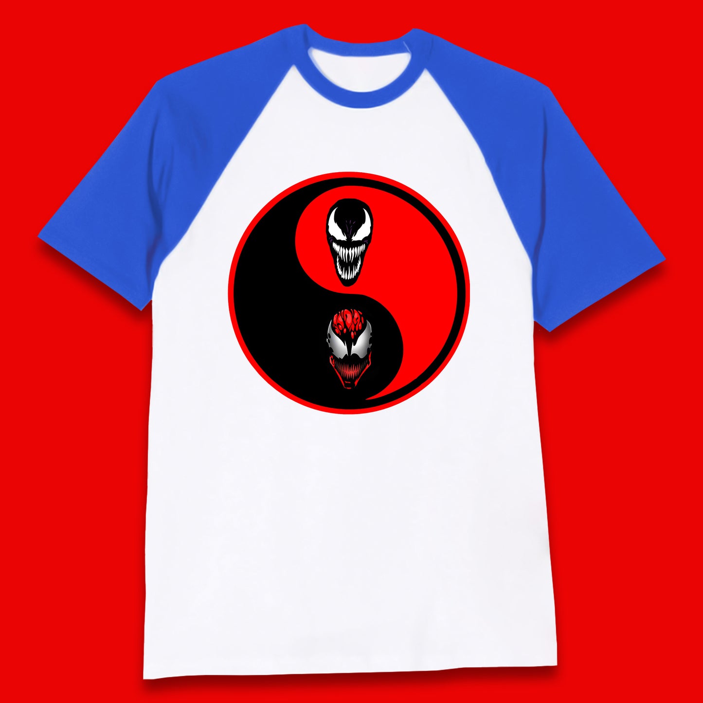 Marvel Comics Carnage And Venom Fictional Movie Character Anime Yin Yang Spoof Baseball T Shirt