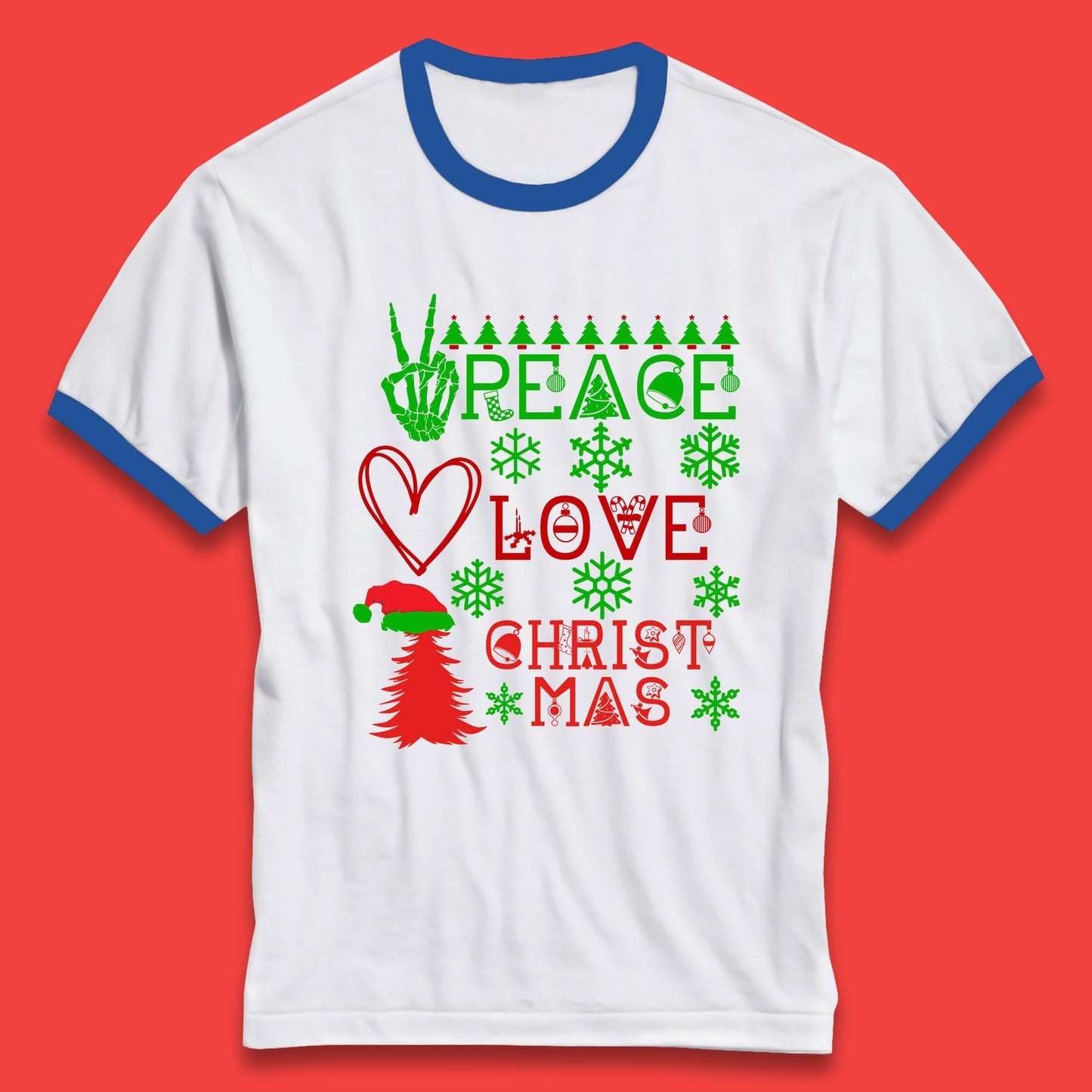 peace love christmas ringer tee