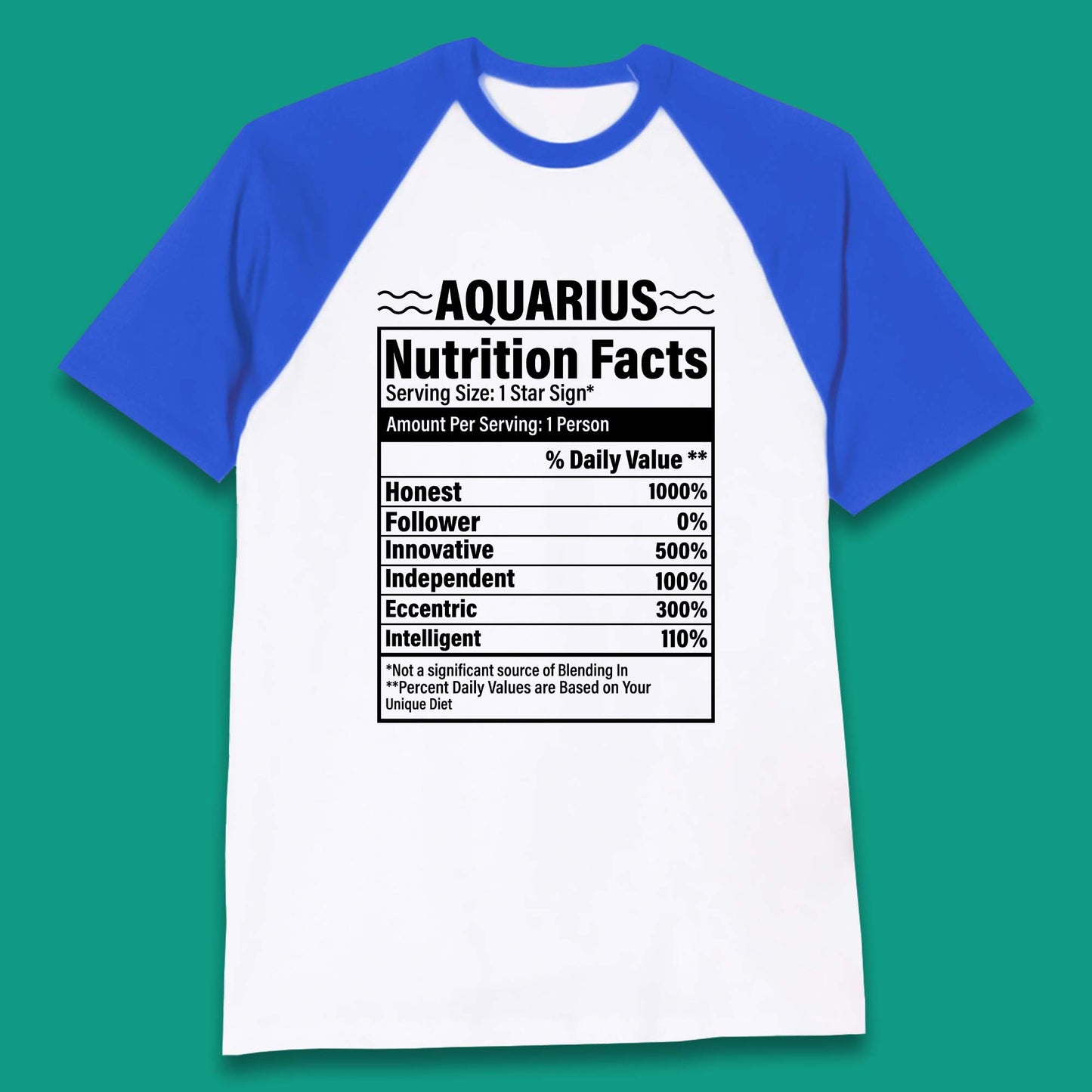Aquarius Nutrition Facts Baseball T-Shirt