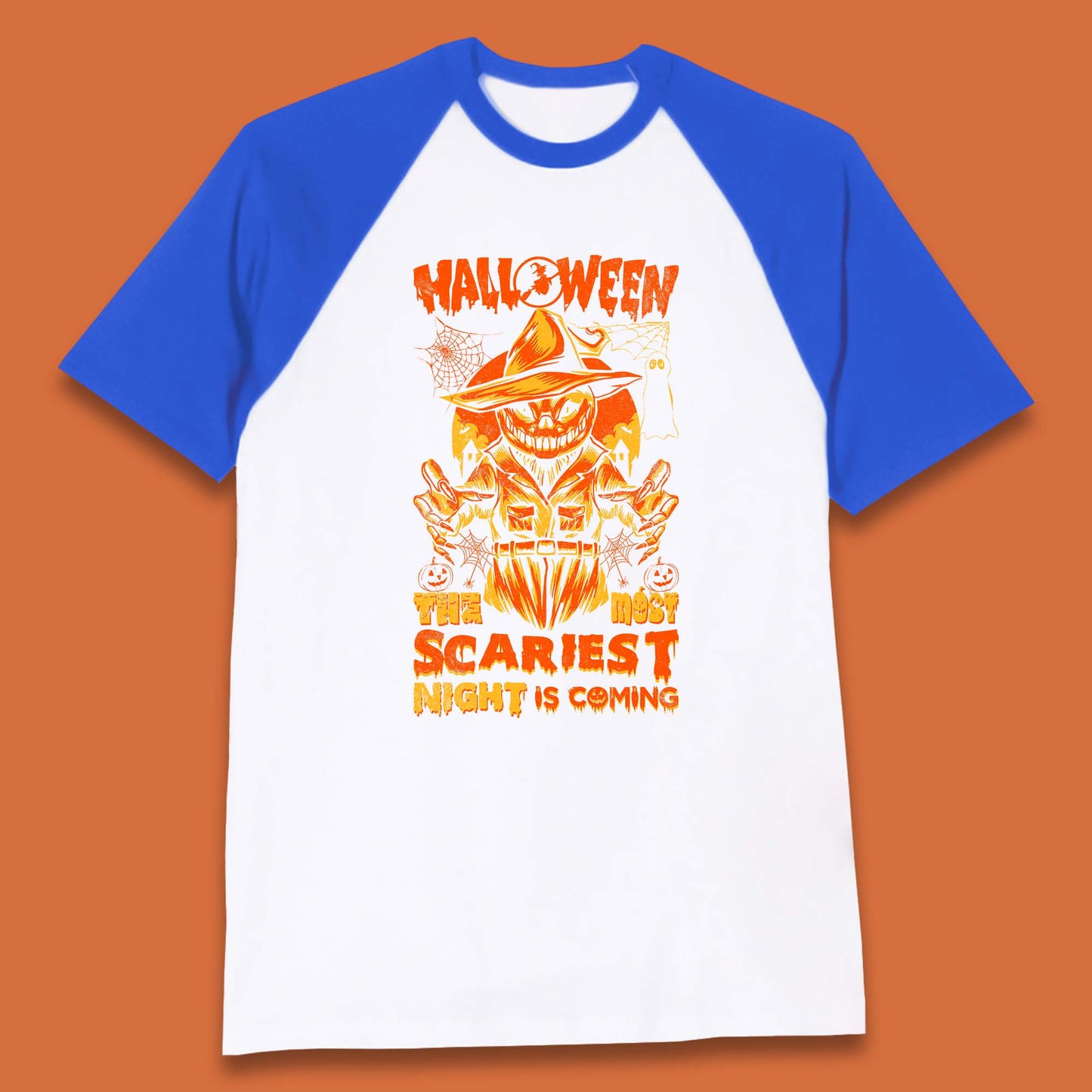 Halloween The Most Scariest Night Is Coming Halloween Scarecrow Jack O Lantern Scary Night Baseball T Shirt