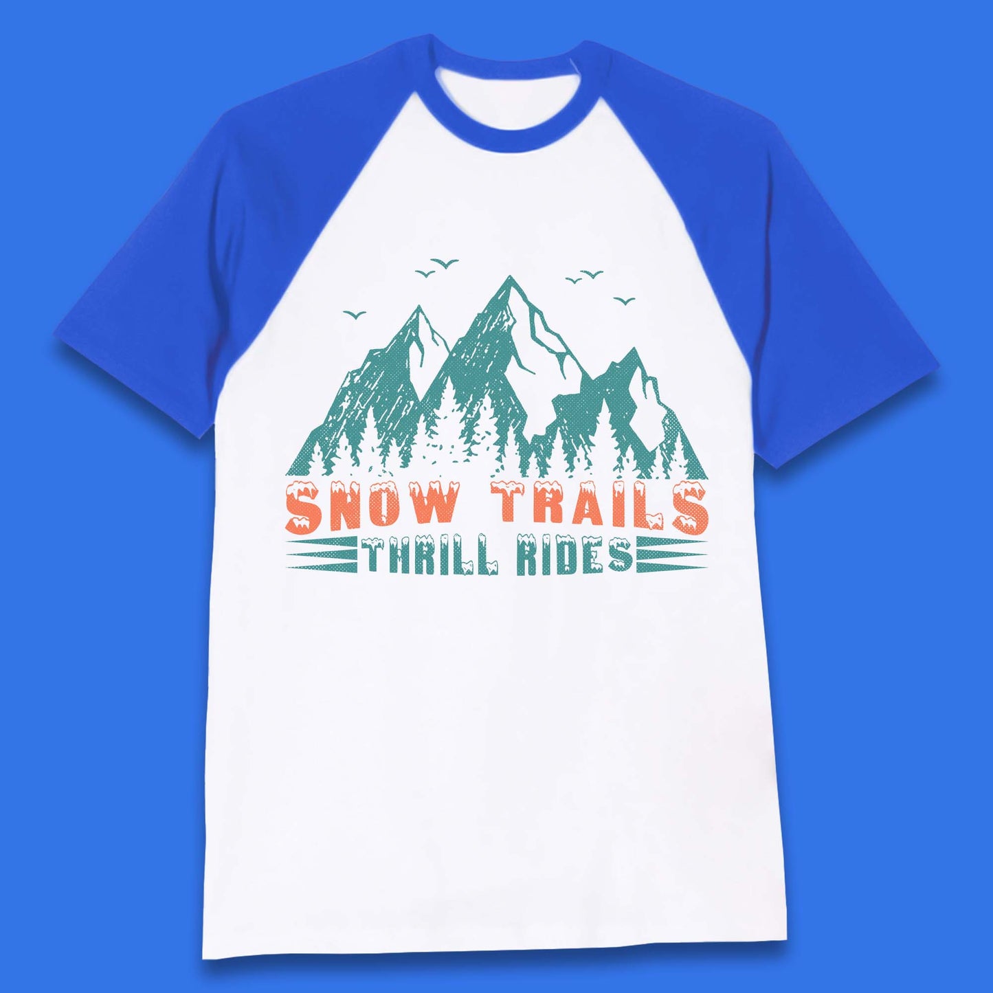 Snow Trail Thrill Rides Baseball T-Shirt