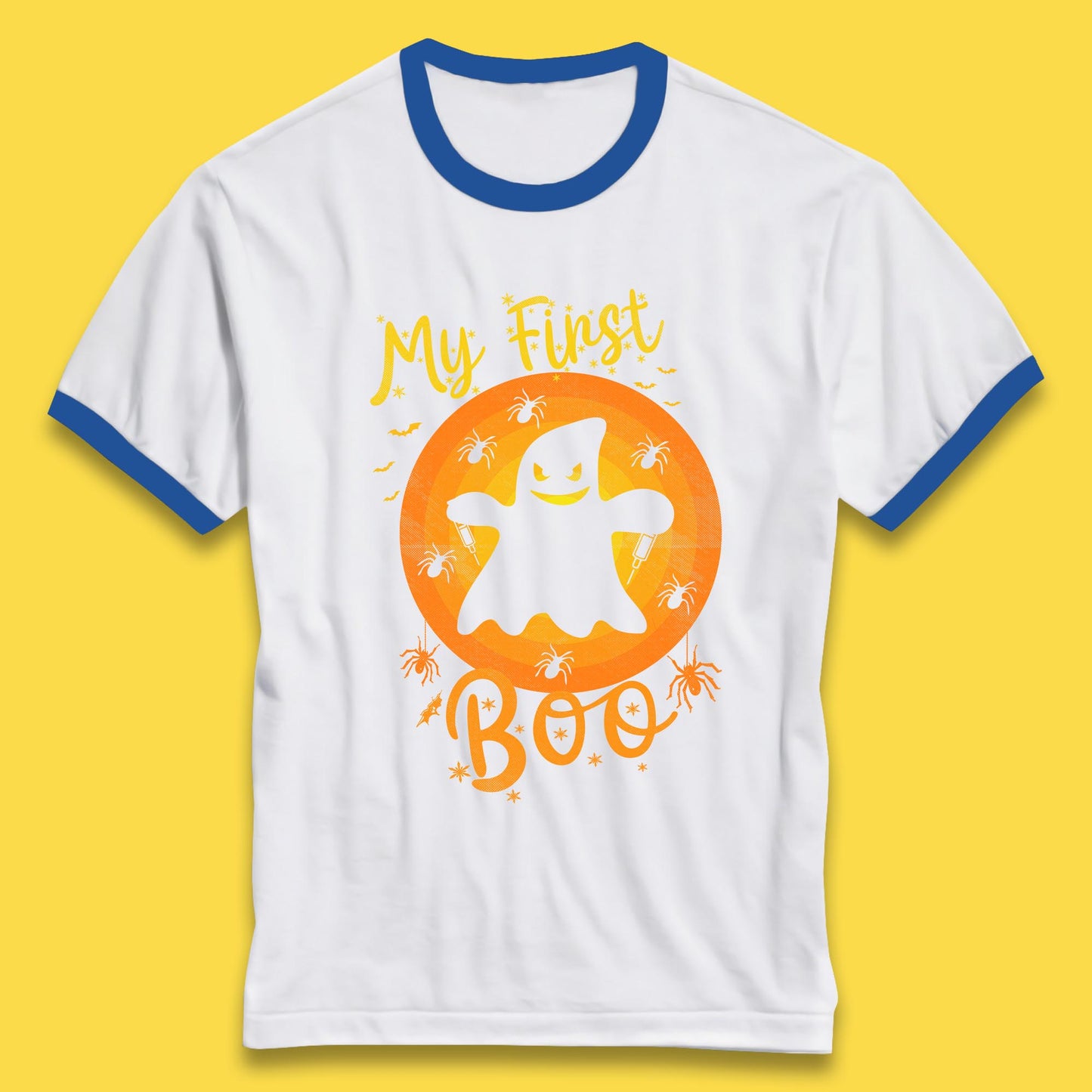 My First Boo Halloween Funny Boo Ghost Horror Scary Creepy Season Ringer T Shirt
