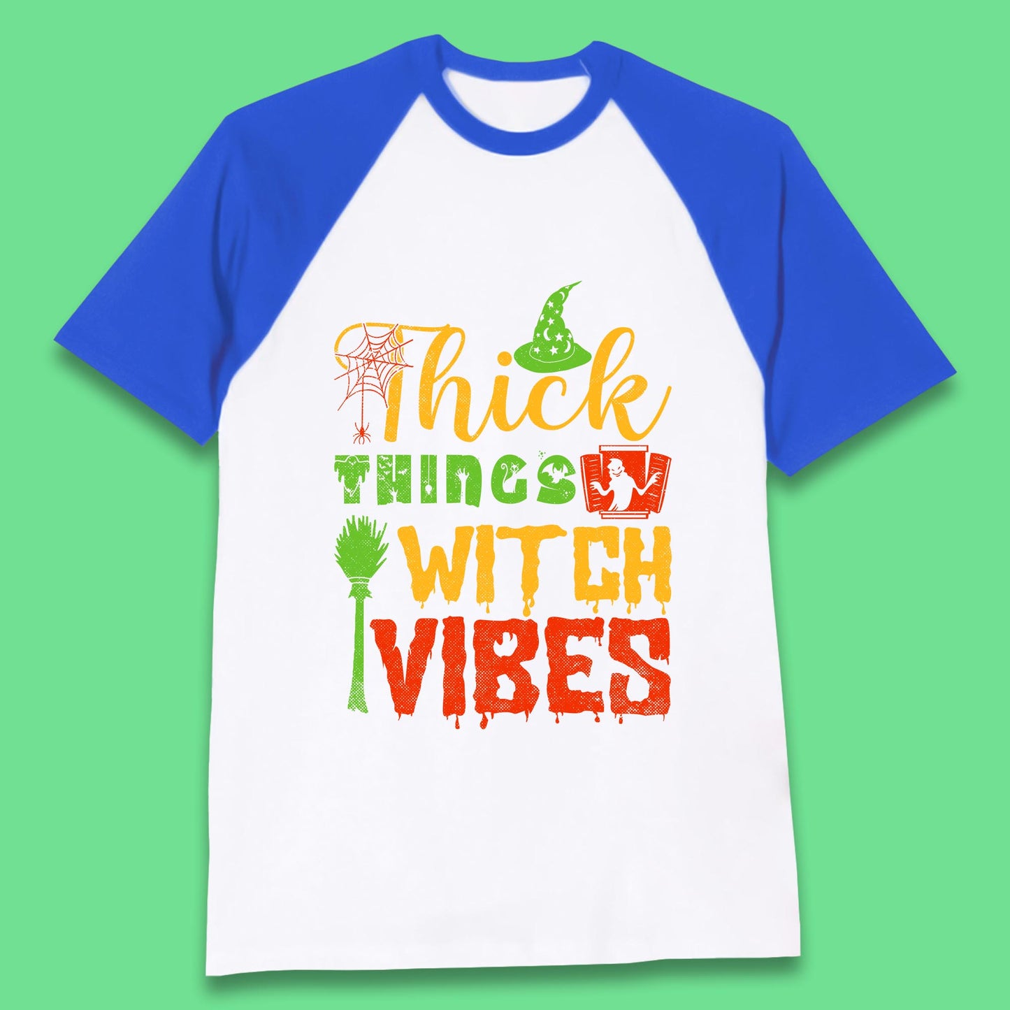 Thick Things Witch Vibes Halloween Magic Spooky Witches Witchcraft Baseball T Shirt